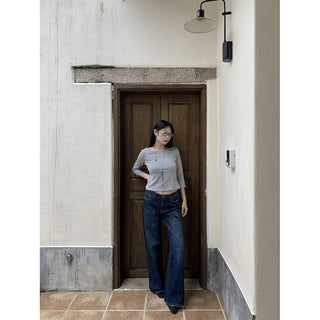 letter embroidered jeans