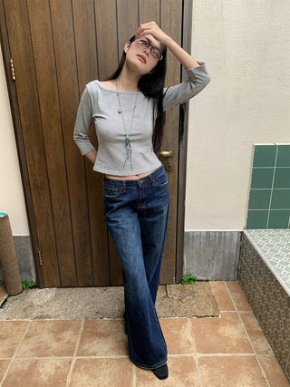 letter embroidered jeans