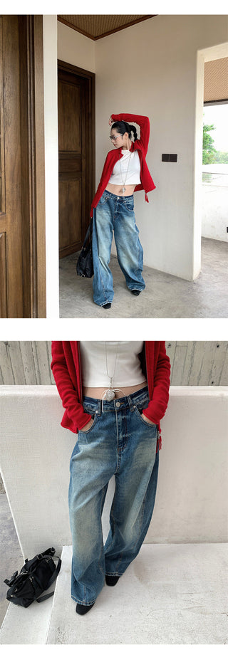 split tie-dyed jeans