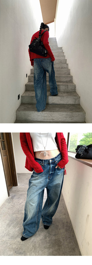 split tie-dyed jeans