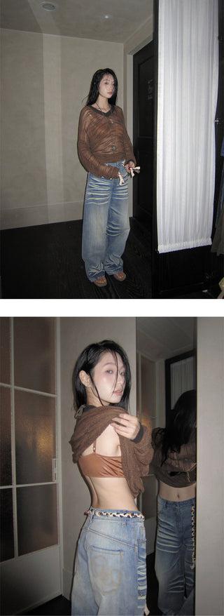 scratch wide jeans