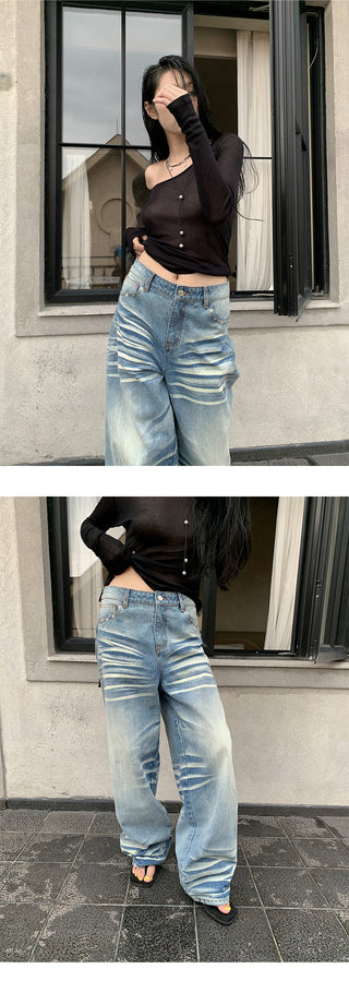 scratch wide jeans