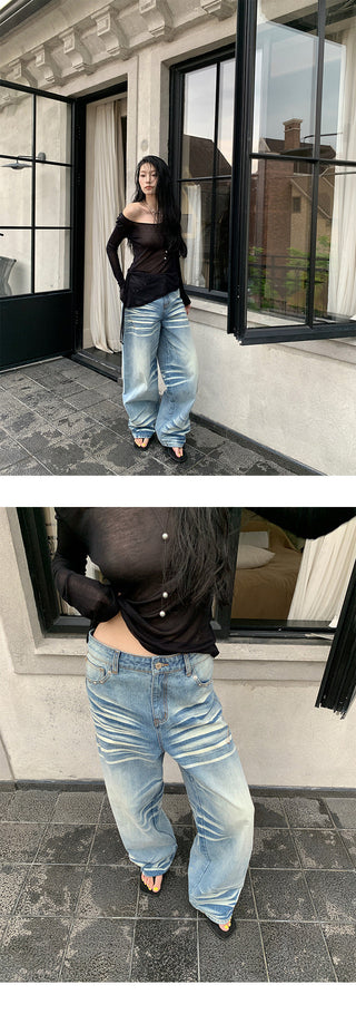 scratch wide jeans