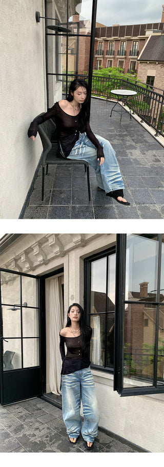 scratch wide jeans
