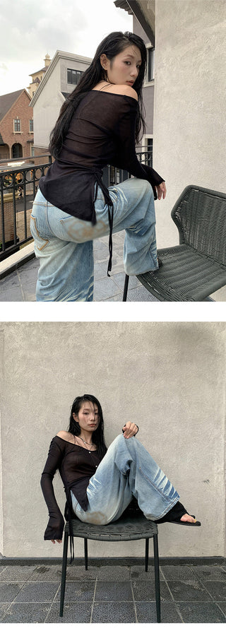scratch wide jeans