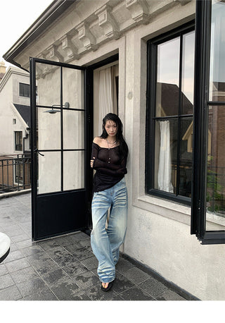 scratch wide jeans