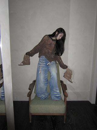 scratch wide jeans