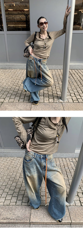 yellow split jeans