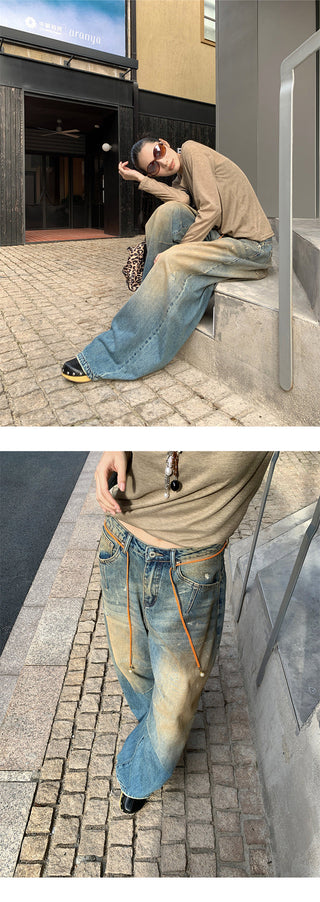 yellow split jeans