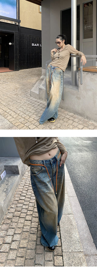 yellow split jeans