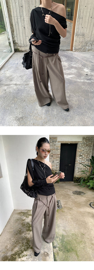 lace pleated pants