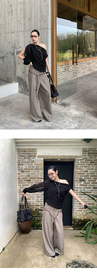 lace pleated pants