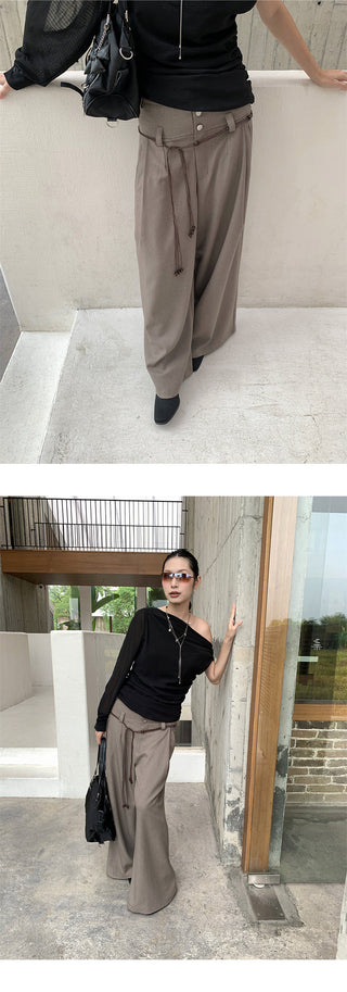lace pleated pants