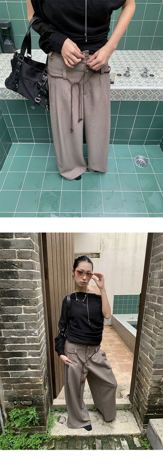lace pleated pants