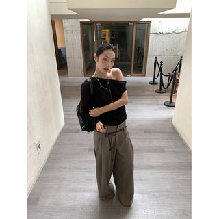 lace pleated pants