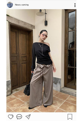 lace pleated pants
