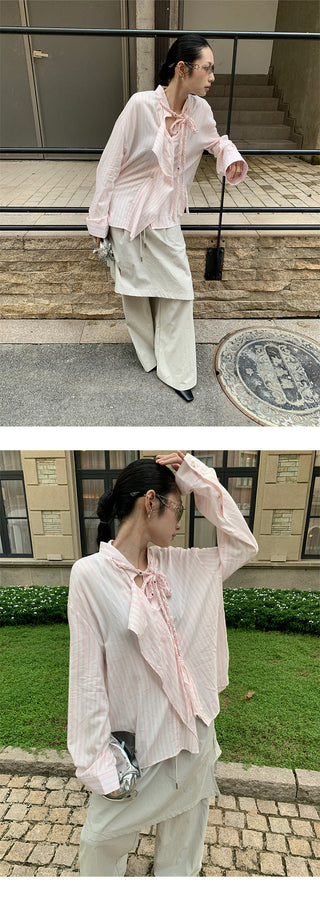 lace striped shirt
