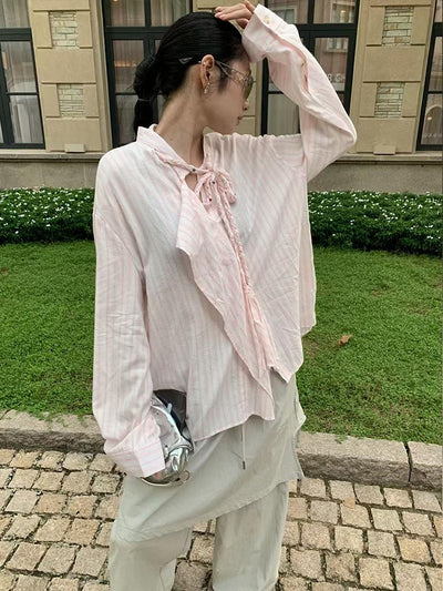 lace striped shirt