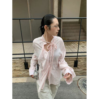 lace striped shirt