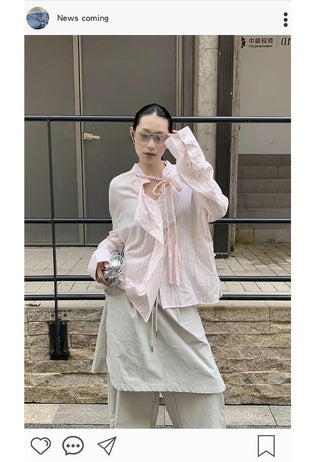 lace striped shirt