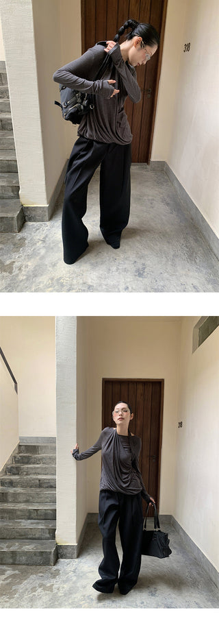 pleated wide pants