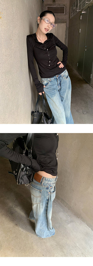 folding straight jeans