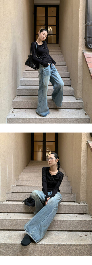 folding straight jeans