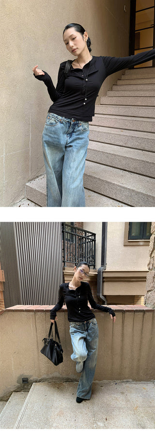 folding straight jeans