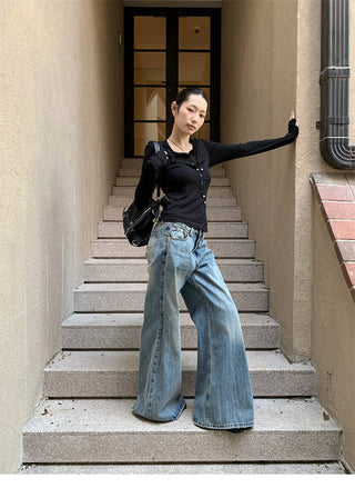 folding straight jeans