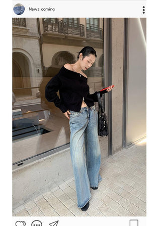 folding straight jeans