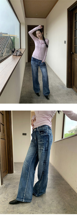 tie-dyed straight jeans