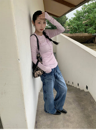 tie-dyed straight jeans