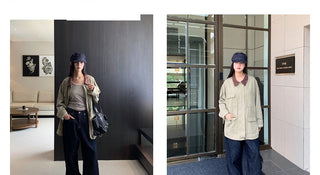 contrast denim coat