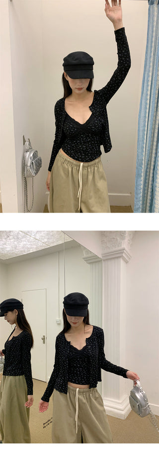floral cardigan set