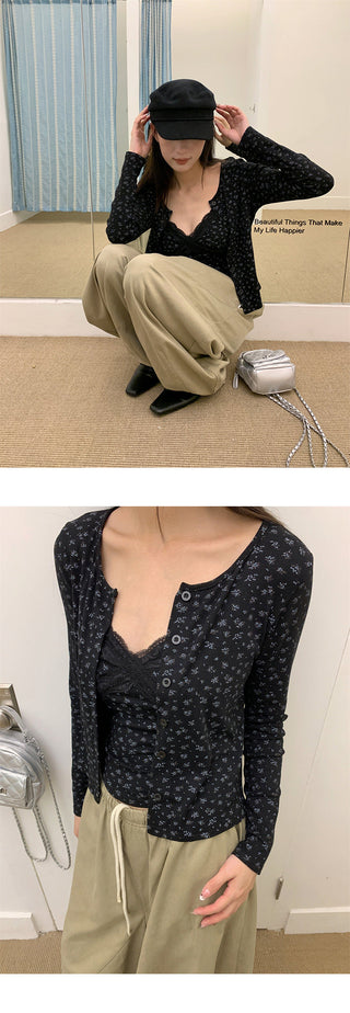 floral cardigan set