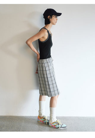 plaid straight skirt