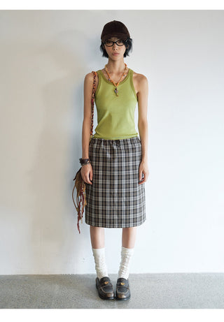 plaid straight skirt