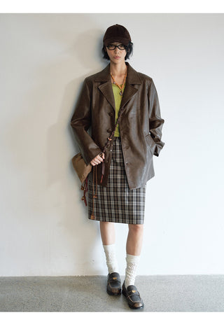 plaid straight skirt