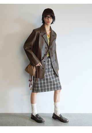 plaid straight skirt
