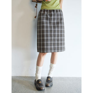 plaid straight skirt