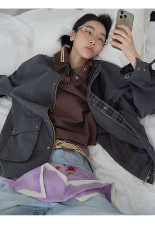 plaid cargo jacket