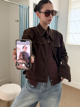 rivet suede jacket