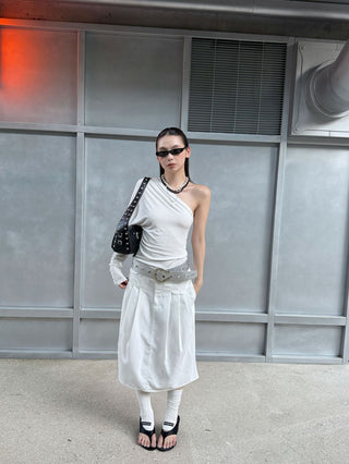 pleated a-line skirt