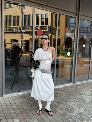 pleated a-line skirt