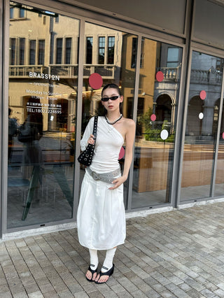pleated a-line skirt