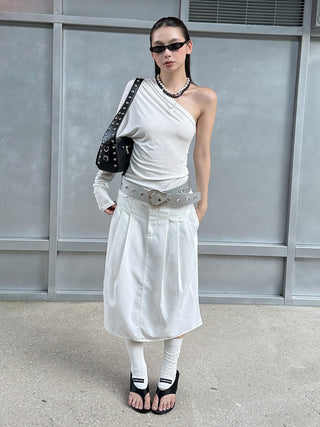 pleated a-line skirt