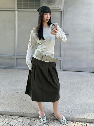 pleated a-line skirt