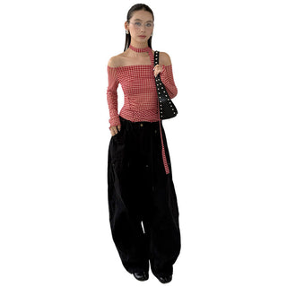 plaid mesh top