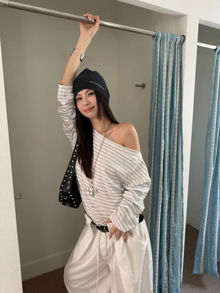 striped pleat top