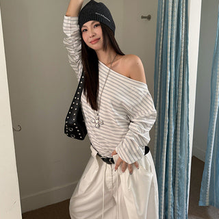 striped pleat top